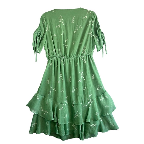 NEON ROSE Printed Tiered Lined Midi Dress Green Floral Size Large - Picture 2 of 10